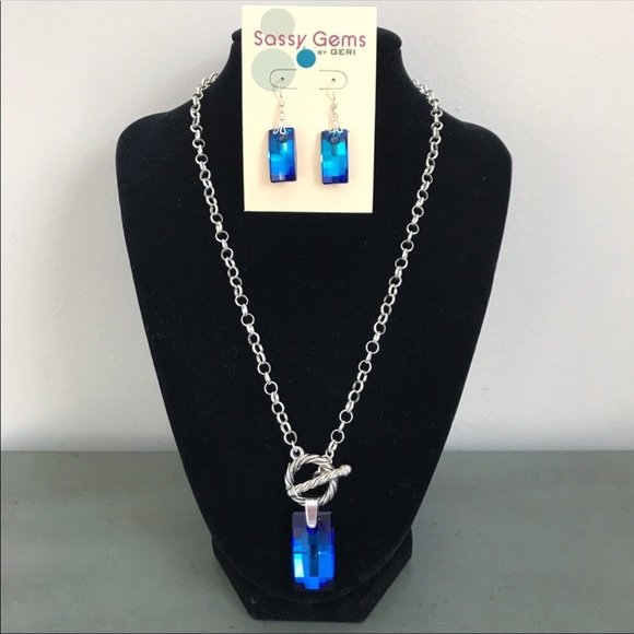 Custom Designed Swarovski Gem Sterling Silver Set - Picture 3 of 11